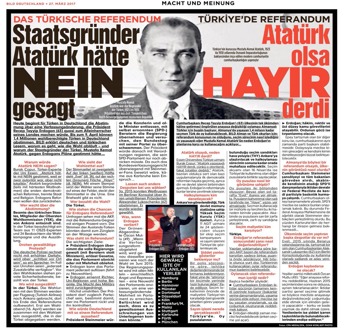 Alman Bild gazetesi: Atatürk olsa hayır derdi