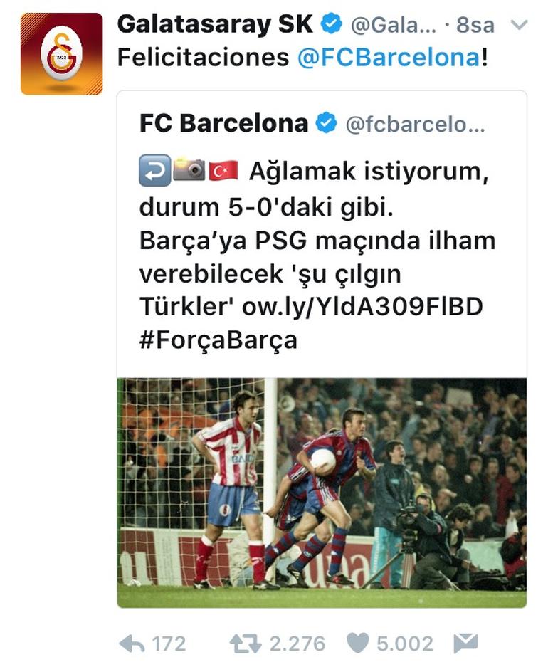 Barcelonadan Galatasaraya mesaj