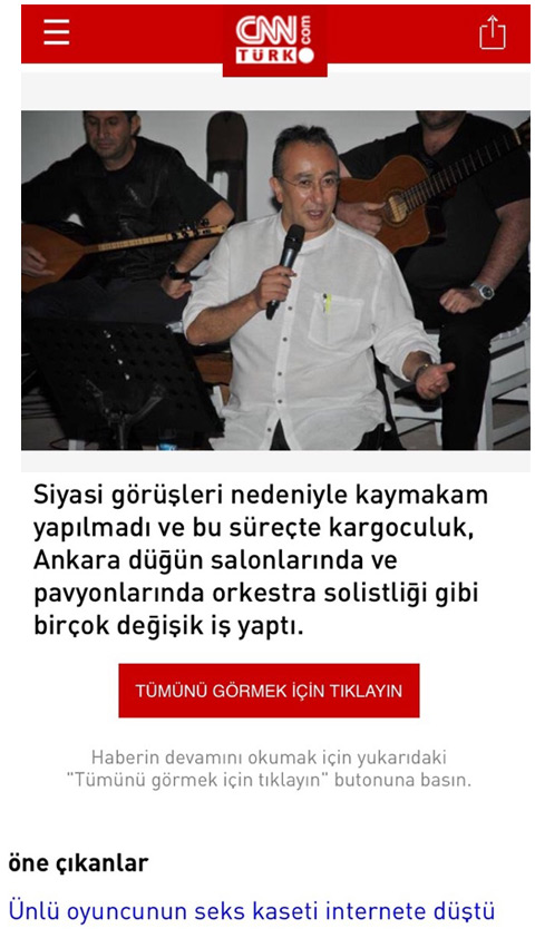 CNN Türk'ün seks haberiyle verdiği, Talipoğlu haberi 