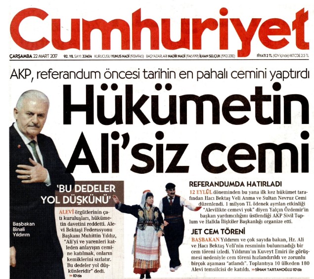 Cumhuriyet Aleviler üzerinden nefret kusuyor