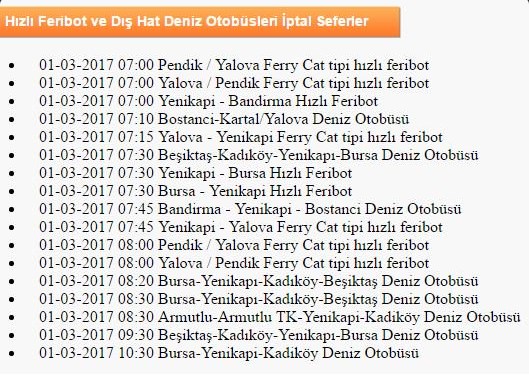 İstanbul'da sis nedeniyle seferler iptal edildi