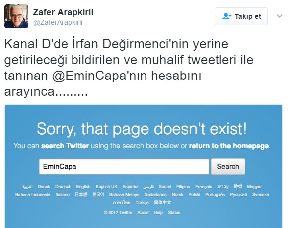 Emin Çapa twitter hesabını kapattı