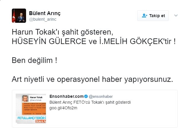 Bülent Arınç'tan açıklama